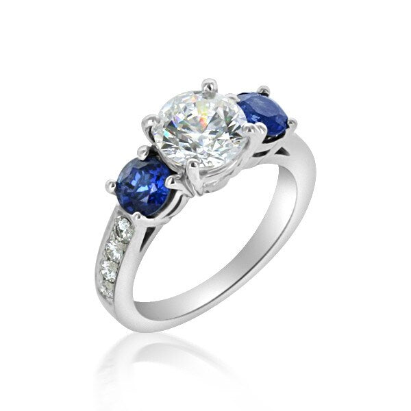 Three-Stone Sapphire and Diamond Engagement Ring Setting