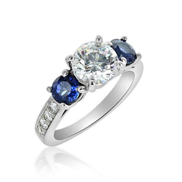 Three-Stone Sapphire and Diamond Engagement Ring Setting