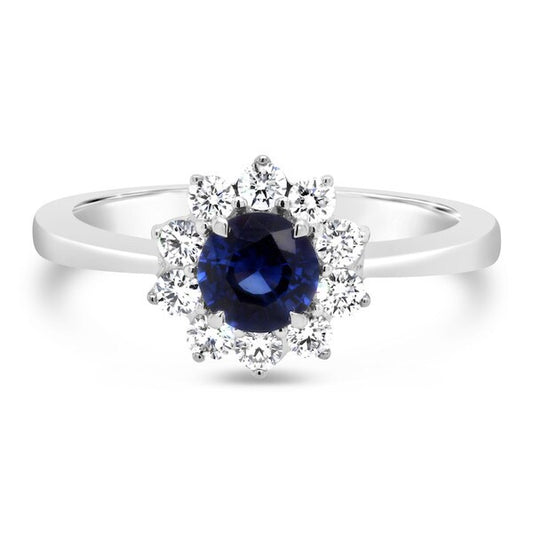 Stunning Sapphire and Diamond Halo Ring