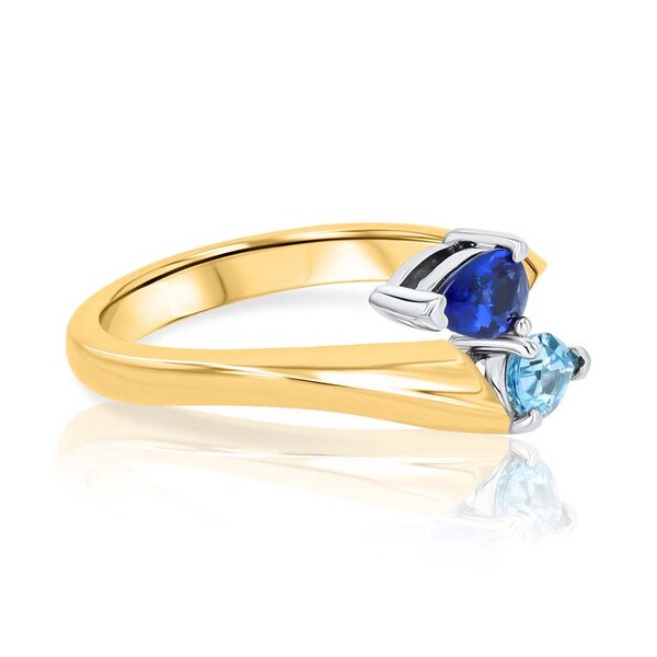 Two-Blue Crossover Pear-Shaped Aquamarine & Sapphire