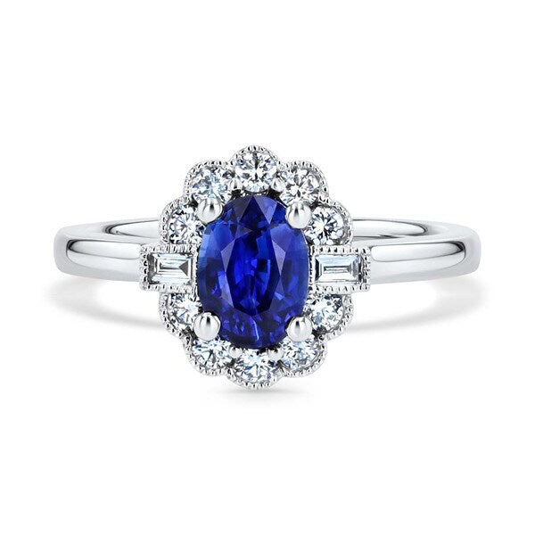 Vintage Oval Sapphire Halo ring