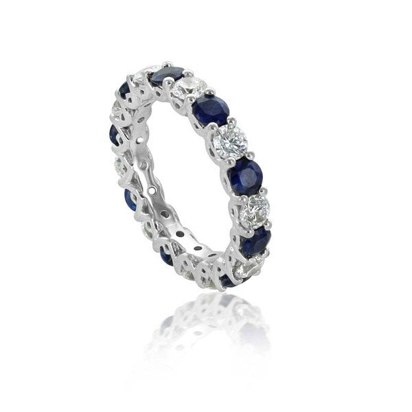 Stunning U-shaped Shared Prong Diamond and Sapphire Eternity Band