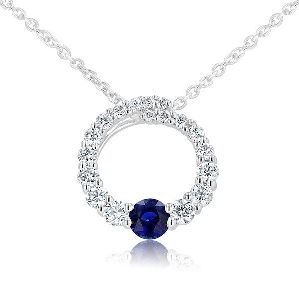 The 'Everly' Sapphire & Diamond 18K White Gold Circle Pendant