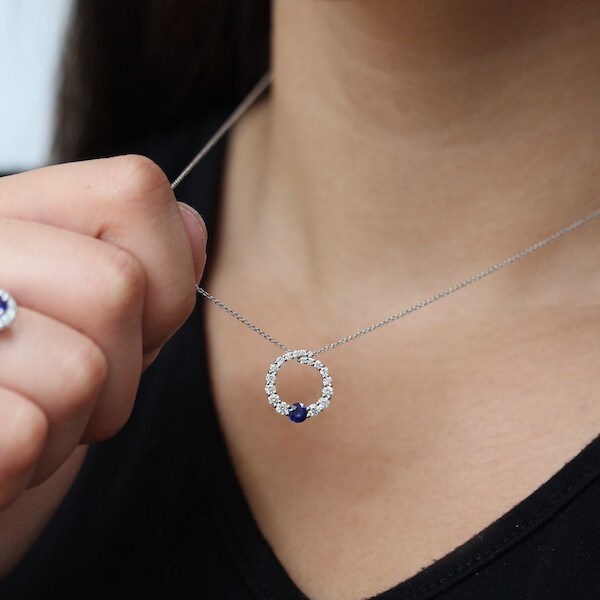 The 'Everly' Sapphire & Diamond 18K White Gold Circle Pendant