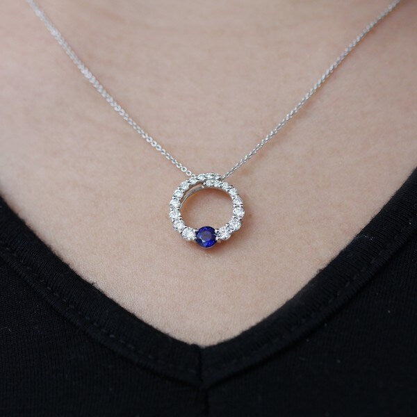 The 'Everly' Sapphire & Diamond 18K White Gold Circle Pendant