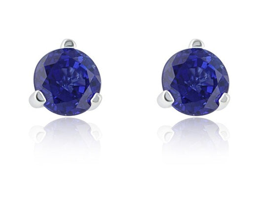 Three-Prong 0.65 Carat Sapphire 14K White Gold Stud Earrings