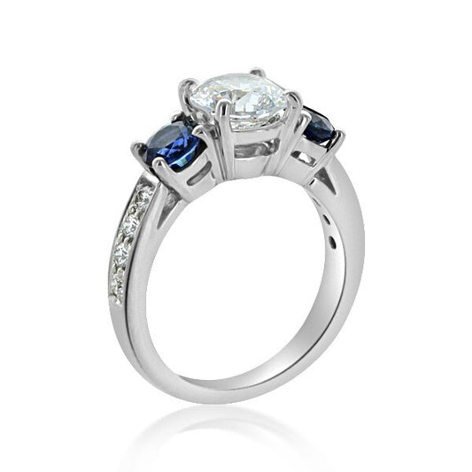 Three-Stone Sapphire and Diamond Engagement Ring Setting