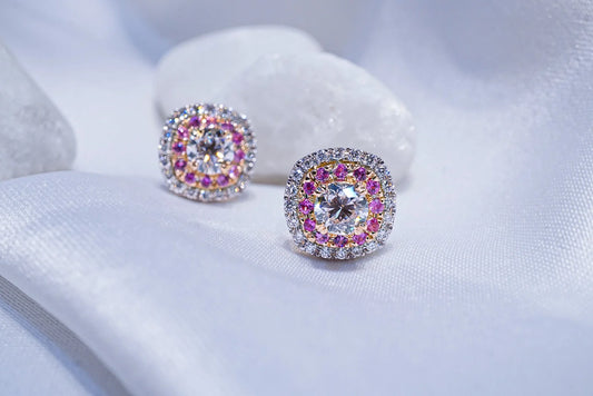 Rosado Sapphire  Diamond Earrings